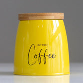 Lata Coffee Porta Condimentos 800ml Pote para Café em Aço e Bambu Sunshine Mostarda